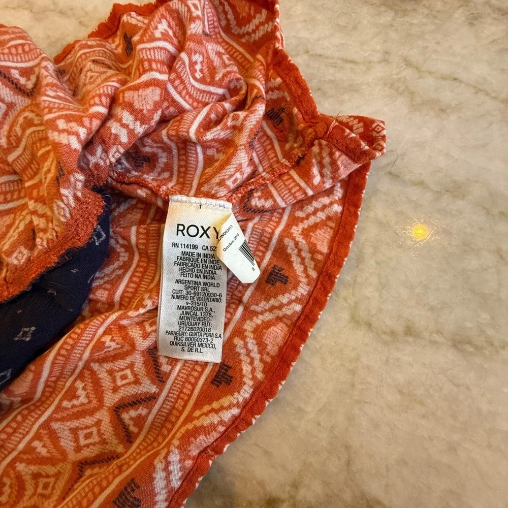 ROXY Boho Gypsy‎ Sleeveless Swing Mini Sundress; Blue/Orange; Size Small